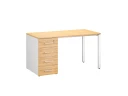 Стол прямой с тумбой на П-образных опоре, левый 1600x700x750 RM102-16x7 Вяз Швейцарский светлый/Белый
