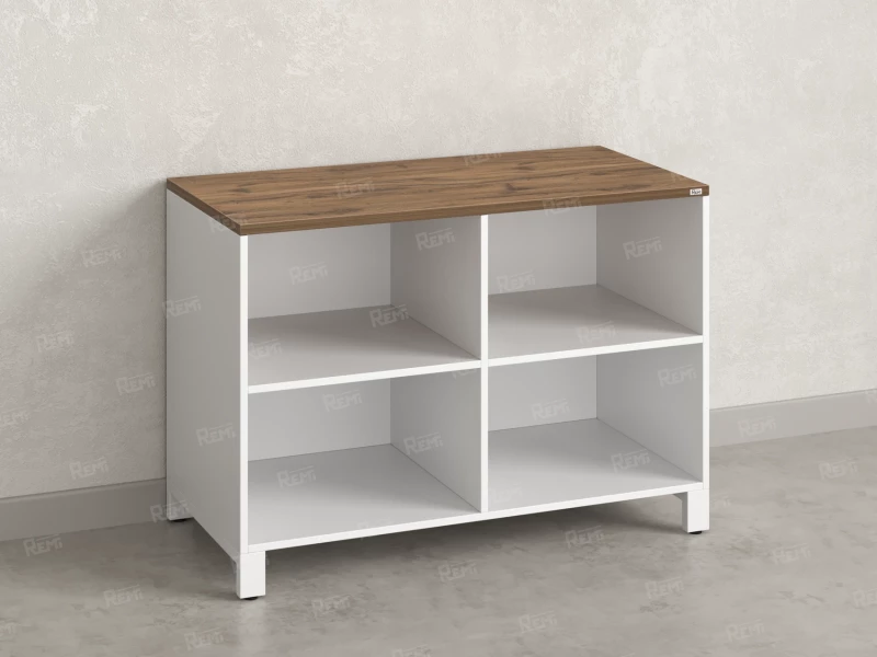 Стеллаж низкий, 4 ячейки 1200х600х850 RM145-12x6 Дуб Юстус/Белый