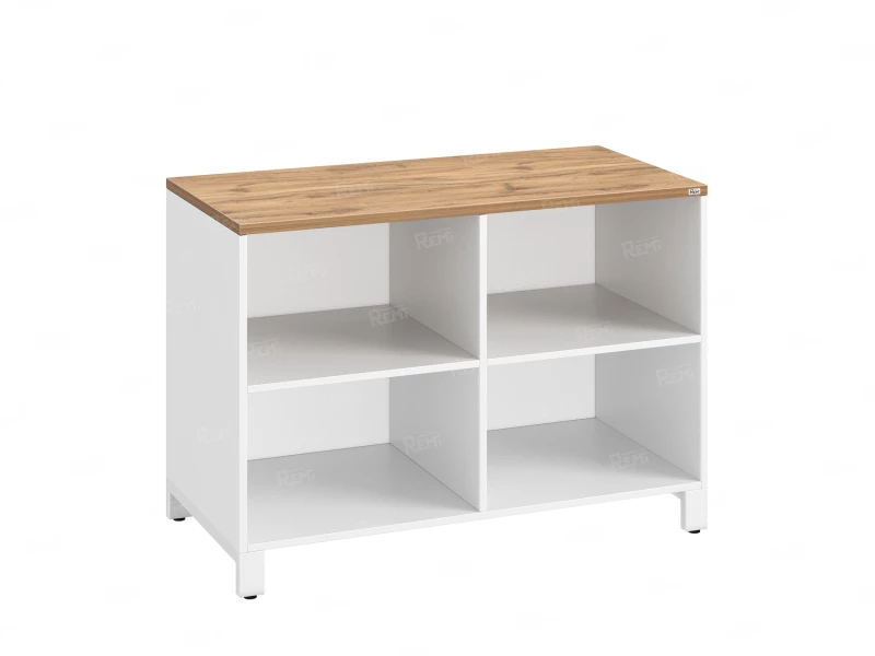 Стеллаж низкий, 4 ячейки 1200х600х850 RM145-12x6 Дуб Юстус/Белый