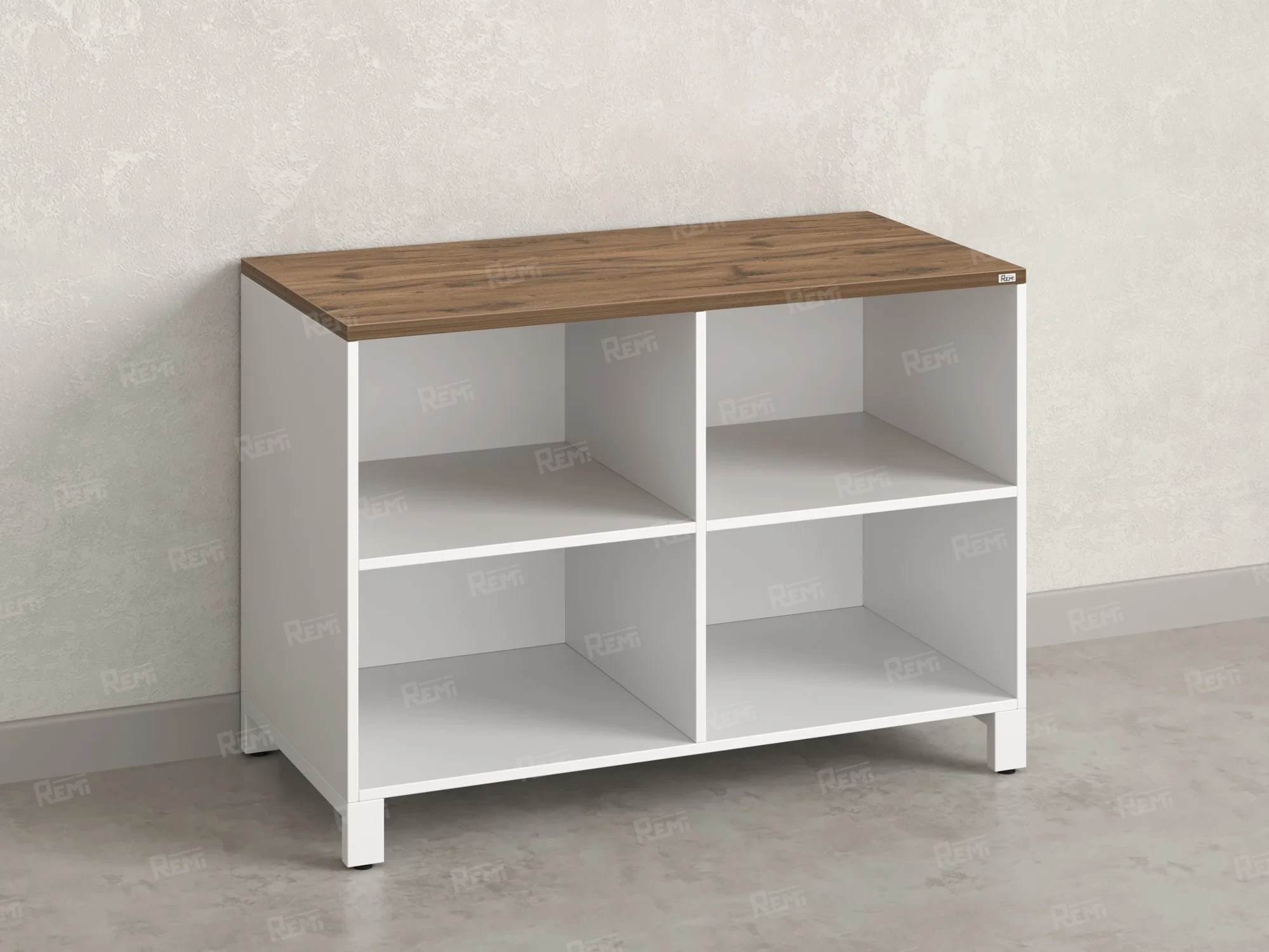 Стеллаж низкий, 4 ячейки 1200х600х850 RM145-12x6 Дуб Юстус/Белый