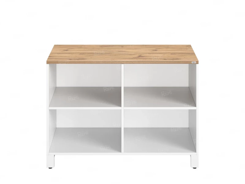 Стеллаж низкий, 4 ячейки 1200х600х850 RM145-12x6 Дуб Юстус/Белый