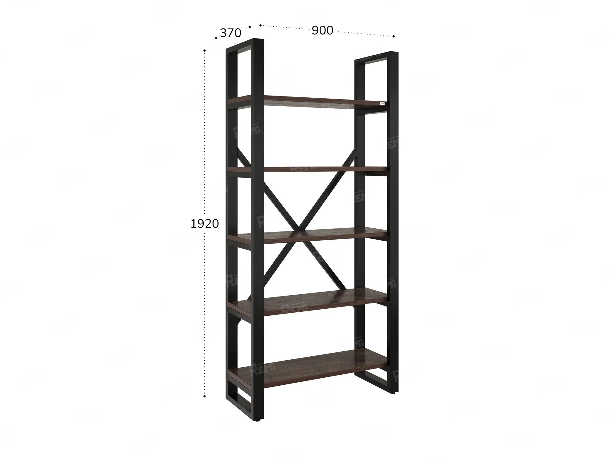 Стеллаж, 5 уровней 900x370x1920 RM130-90x37 Дуб Апрельский шоколад/Черный