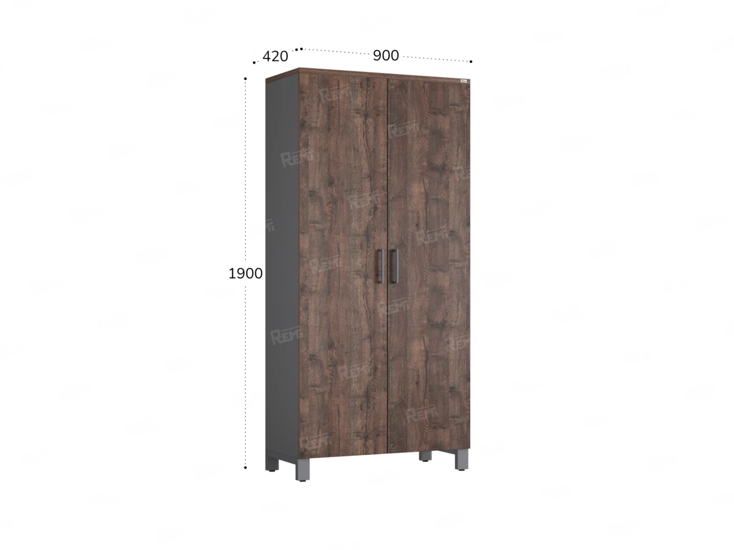 Шкаф распашной, 5 уровней 900x420x1900 RM152-90x41 Дуб Апрельский шоколад/Серый