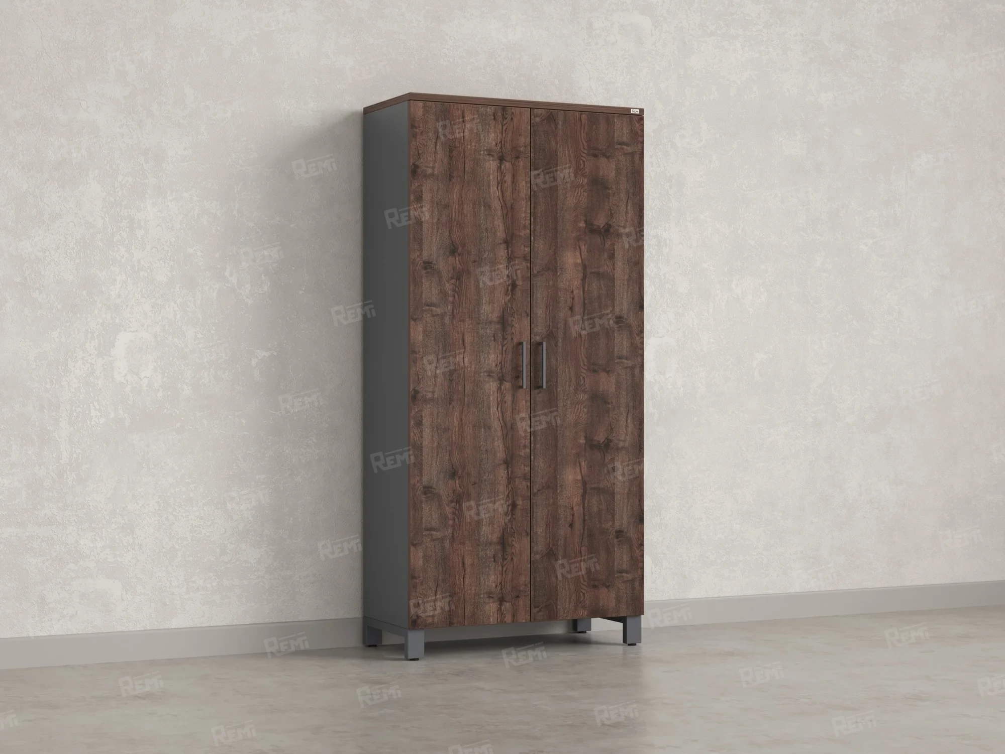 Шкаф распашной, 5 уровней 900x420x1900 RM152-90x41 Дуб Апрельский шоколад/Серый