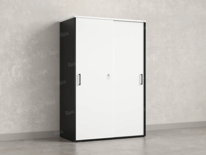 Шкаф-купе, регулируемые опоры, штанга, 1 полка 1200x600x1800 RM164-90x60 Белый/Черный
