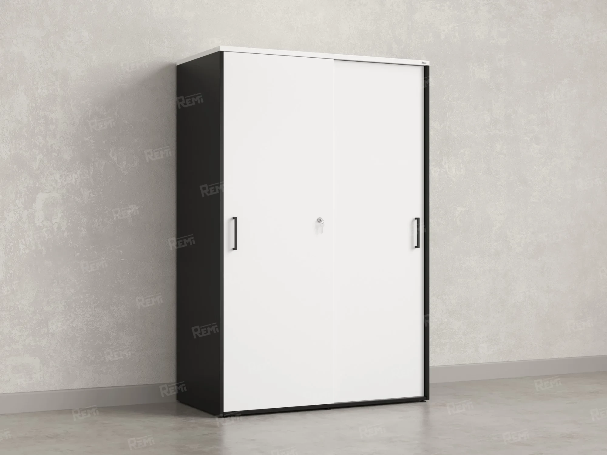 Шкаф-купе, регулируемые опоры, штанга, 1 полка 1200x600x1800 RM164-90x60 Белый/Черный
