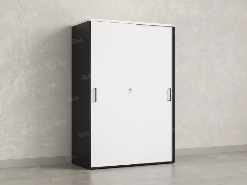 Шкаф-купе, регулируемые опоры, штанга, 1 полка 1200x600x1800 RM164-90x60 Белый/Черный