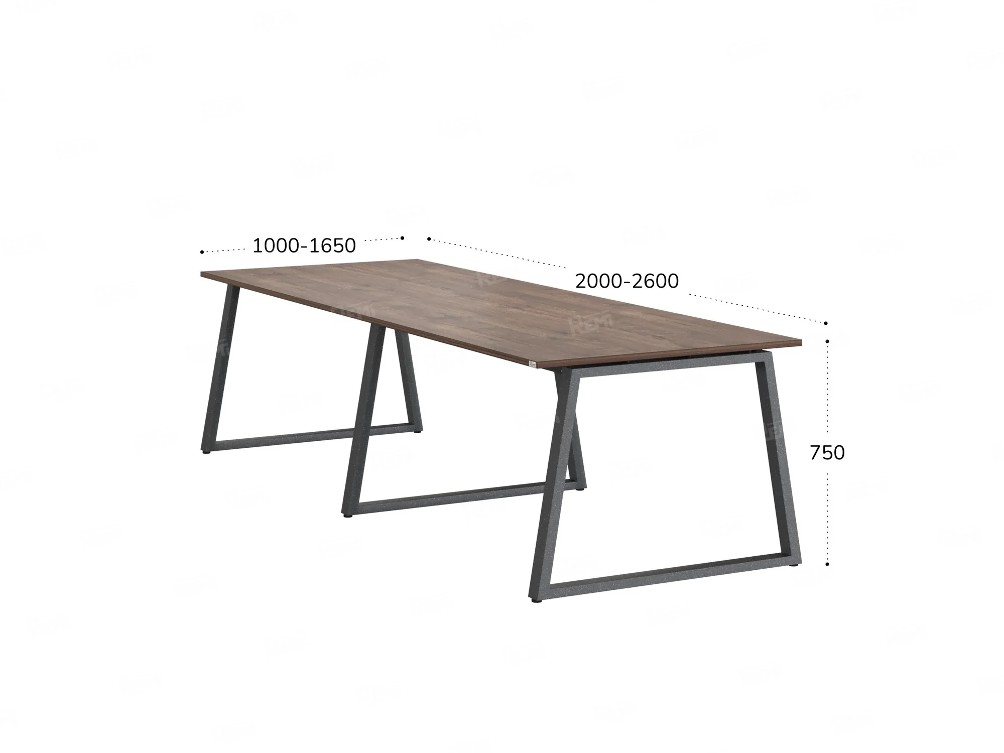 Cтол для переговоров, на A-обазном каркасе 2100x1450x750 RM083-210x145 Дуб Апрельский шоколад/Серый