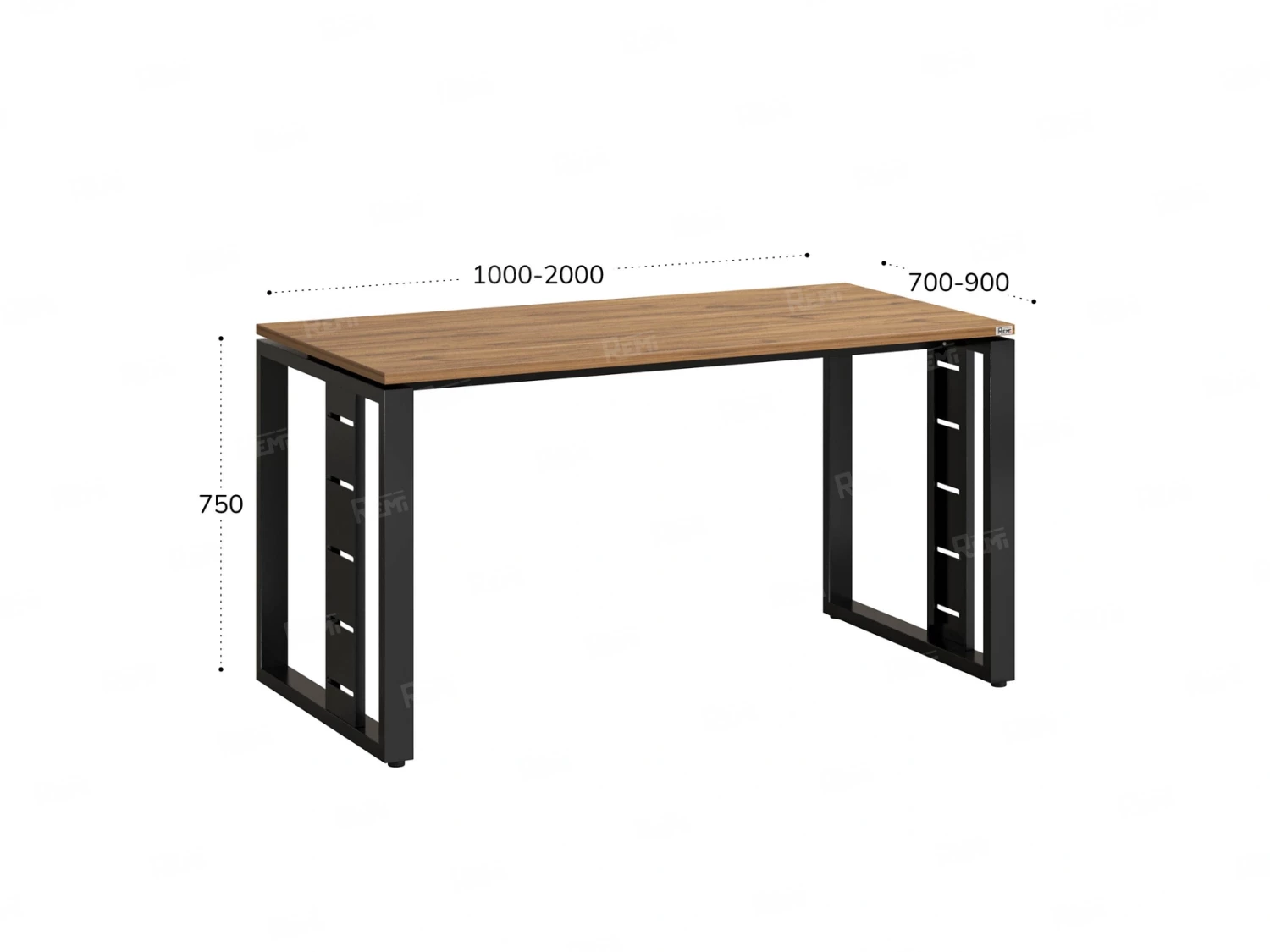 Стол прямой на О-образных опорах 1200x900x750 RM040-12x9 Юстус/Черный