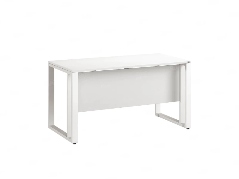 Стол прямой на О-образных опорах с экраном ЛДСП 1000x700x750 RM041-10x7 Белый/Белый