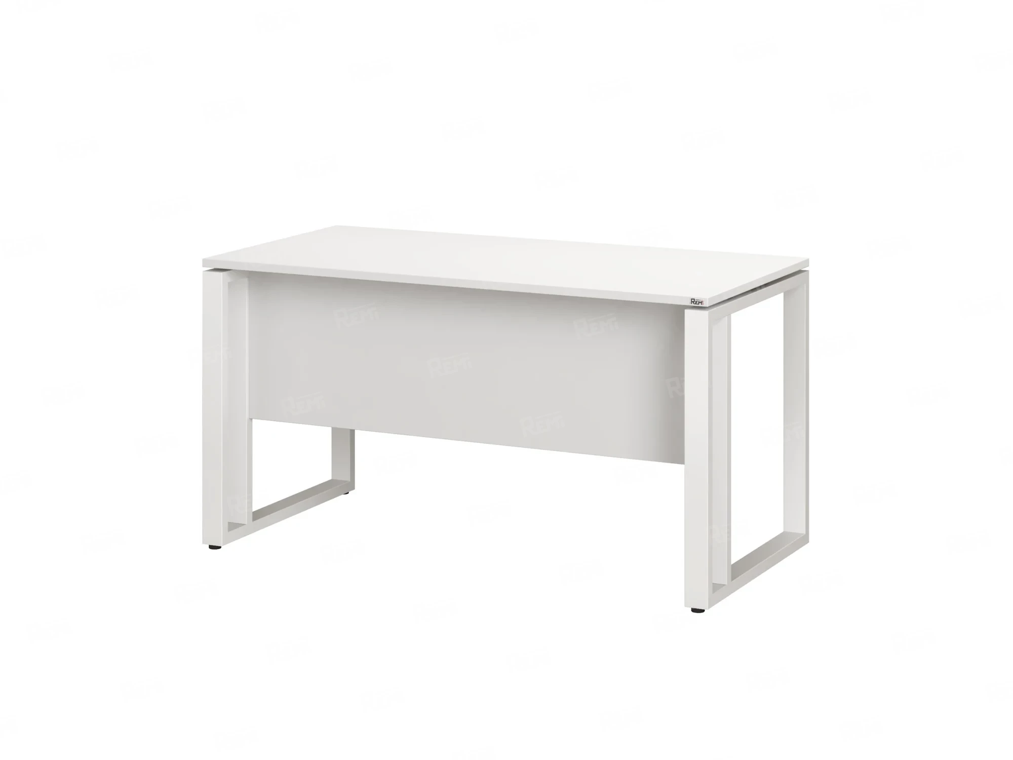 Стол прямой на О-образных опорах с экраном ЛДСП 1000x700x750 RM041-10x7 Белый/Белый