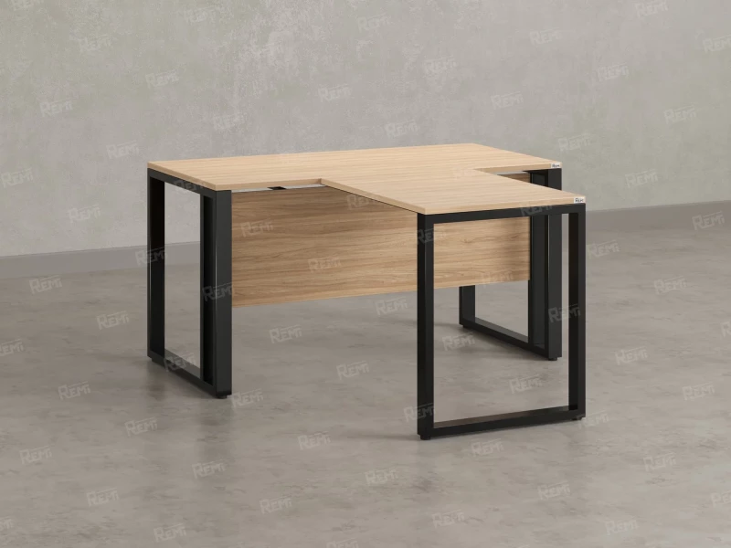 Стол с брифингом на О-образных опорах с экраном ЛДСП RM046-14x9 1400x2300x750 Вяз Швейцарский светлый/Черный