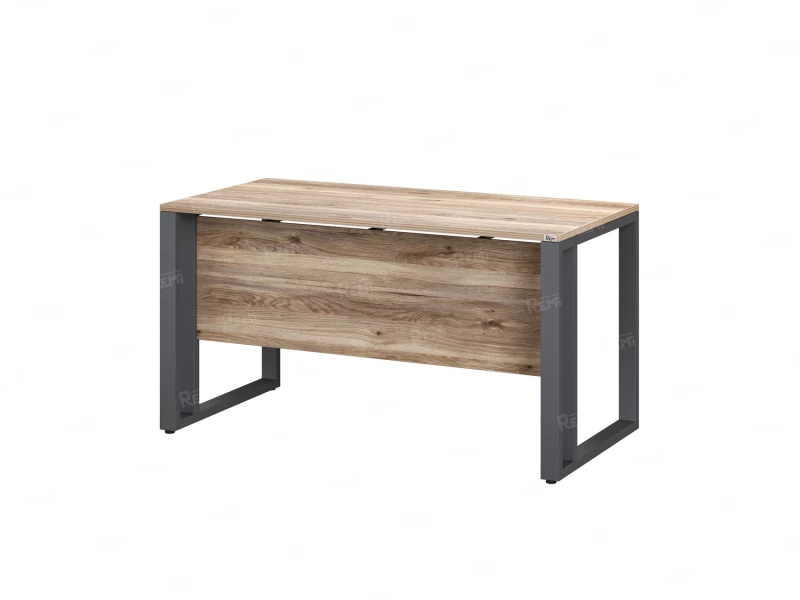 Стол прямой на О-образных опорах с экраном ЛДСП 1800x900x750 RM041-18x9 Дуб Маувелла/Серый