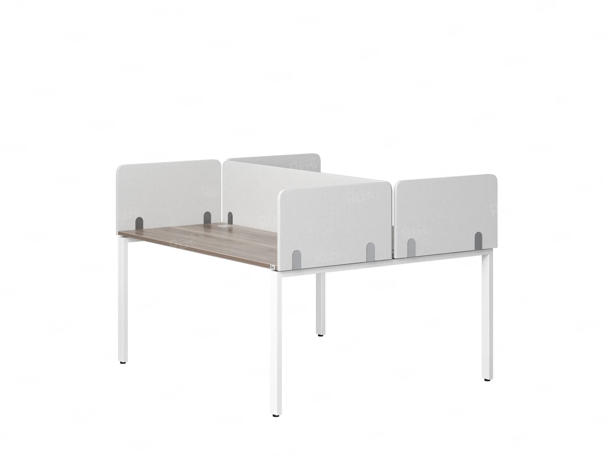 Бенч-система, 2 рабочих места, на П-образных опорах, 5 тканевых экрана 1600x1600x750 RM165-3-16x16 Дуб Маувелла/Белый