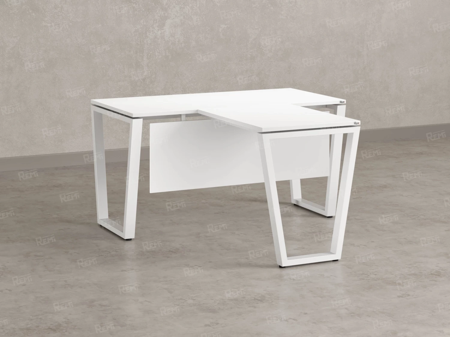 Стол с брифингом с парящей столешницей на U-образных опорах с экраном ЛДСП RM047-16x7 1600x2300x750 Белый/Белый