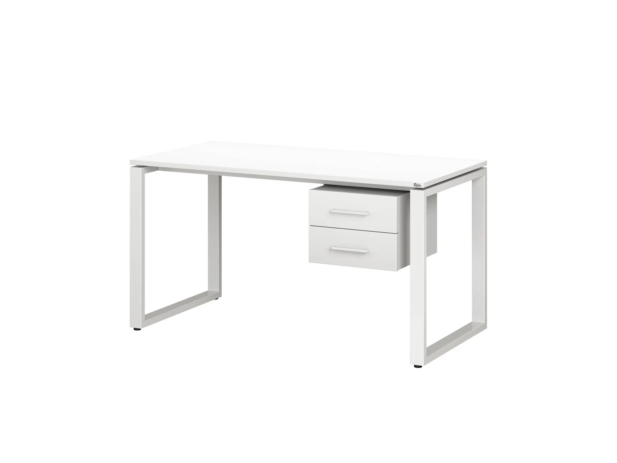 Стол прямой с подвесной тумбой 2 ящика, О-опора 1800x700x750 RM037-18x7 Белый/Белый