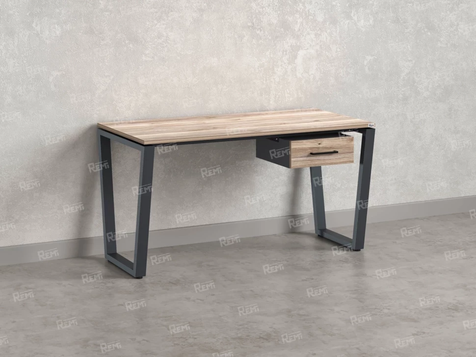 Стол прямой с подвесной тумбой, U-опора 1800x700x750 RM034-18x7 Дуб Маувелла/Серый