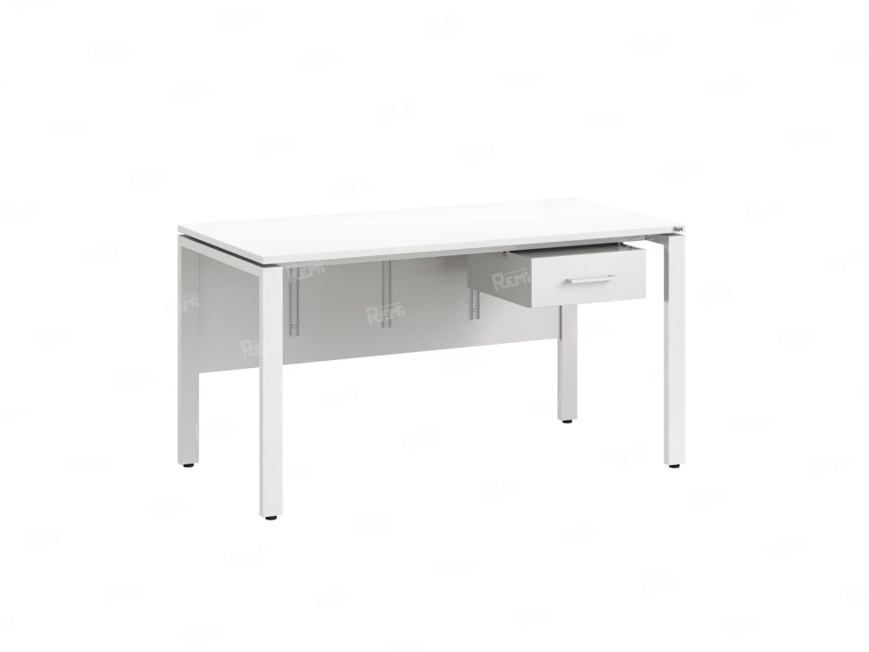 Стол прямой, подвесная тумба, ЛДСП экран, П-опора 1800x600x750 RM030-18x6 Белый/Белый