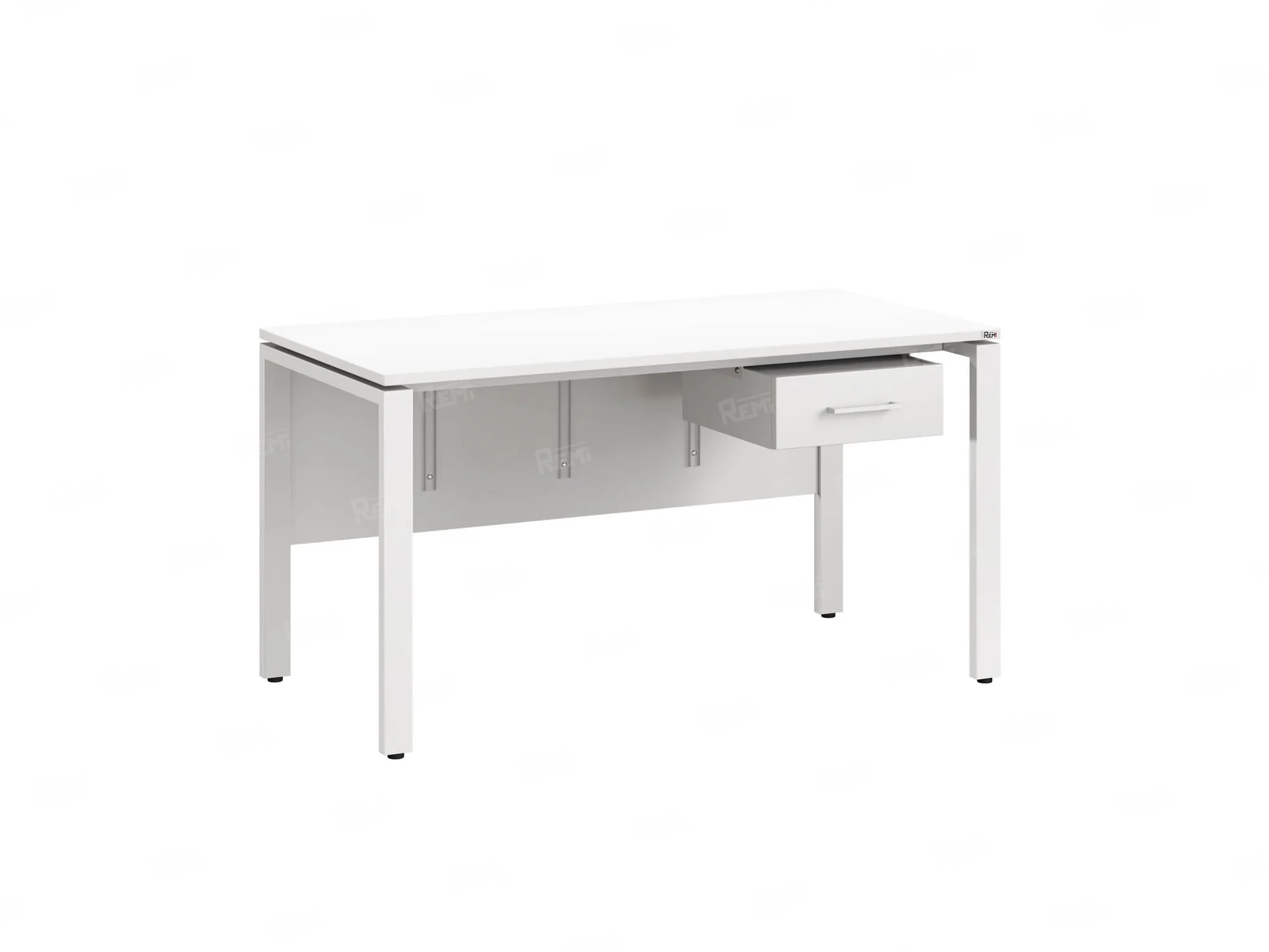 Стол прямой, подвесная тумба, ЛДСП экран, П-опора 1800x600x750 RM030-18x6 Белый/Белый
