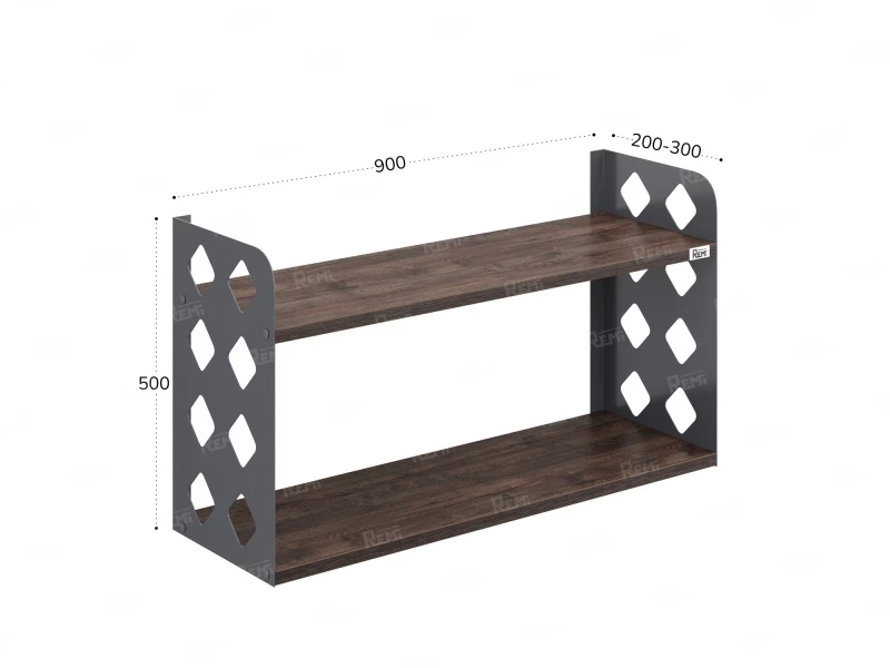 Полка настенная 900x200x500 RM192-90x20 Дуб Апрельский шоколад/Серый