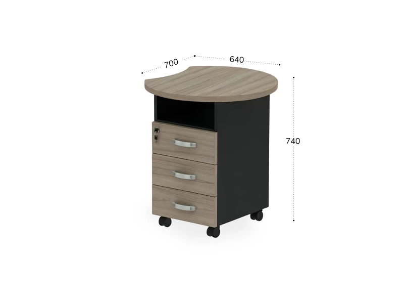 BRL RB087-64х70R Тумба приставная правая 640х700х740 Шорвуд/Черный