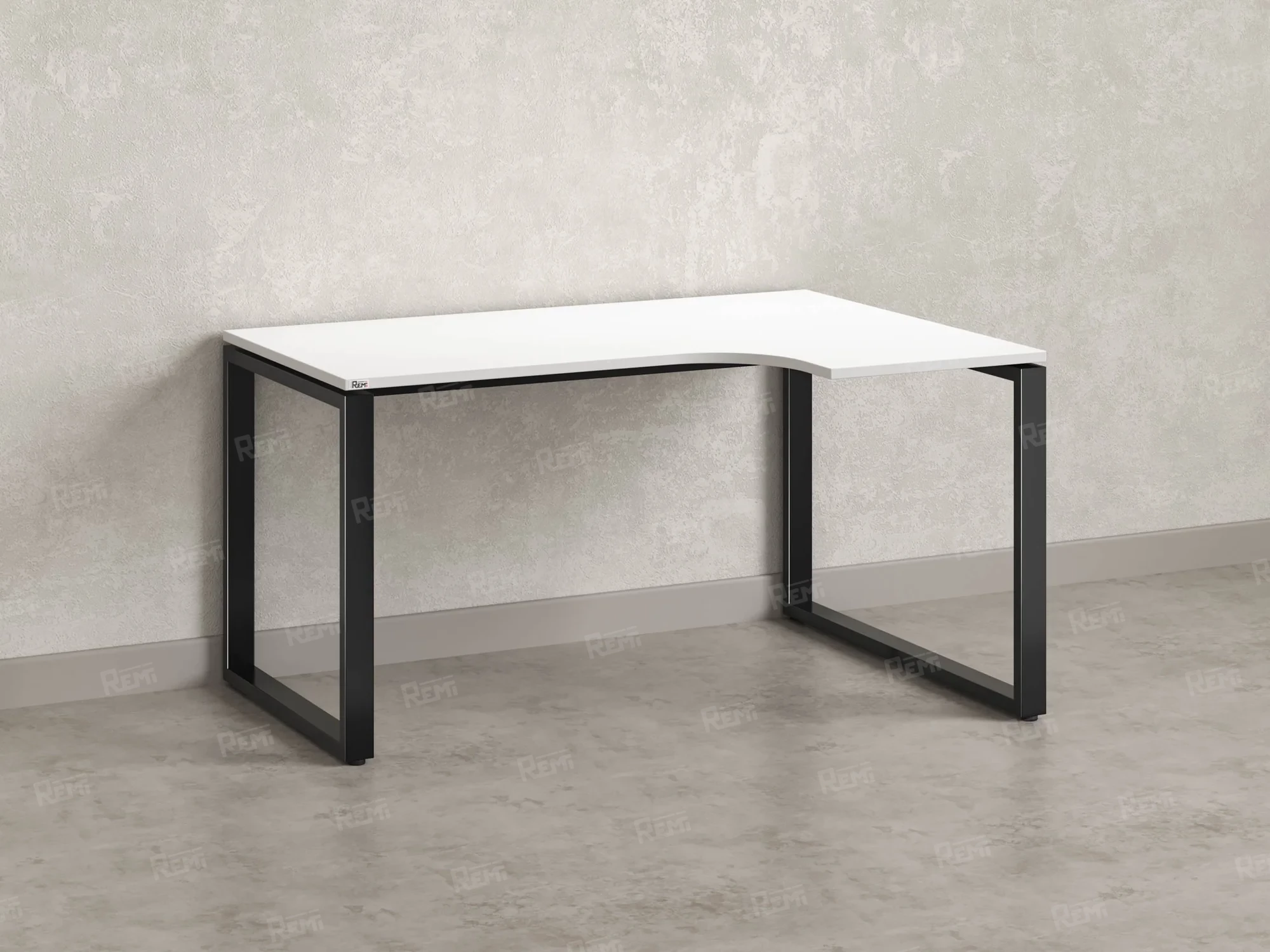 Стол угловой, О-опора, правый 1600x600/900x750, RM054-16x6-9 Белый/Черный