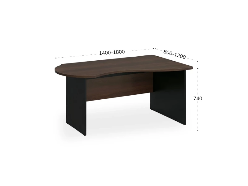 BRL RB004-180х120R Стол асимметричный правый 1800х1200х740 Венге/Черный