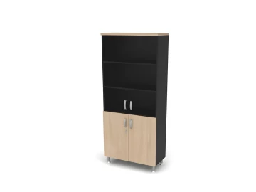 Шкаф закрытый комбинированный, стекло 5 уровней 900х430х2080 RB066-90х43 Акация/Черный