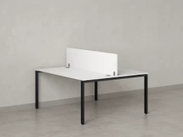 Бенч-система, 2 рабочих места, с одним экраном ЛДСП 1000x1400x750 RM165-2-10x14 Белый/Черный