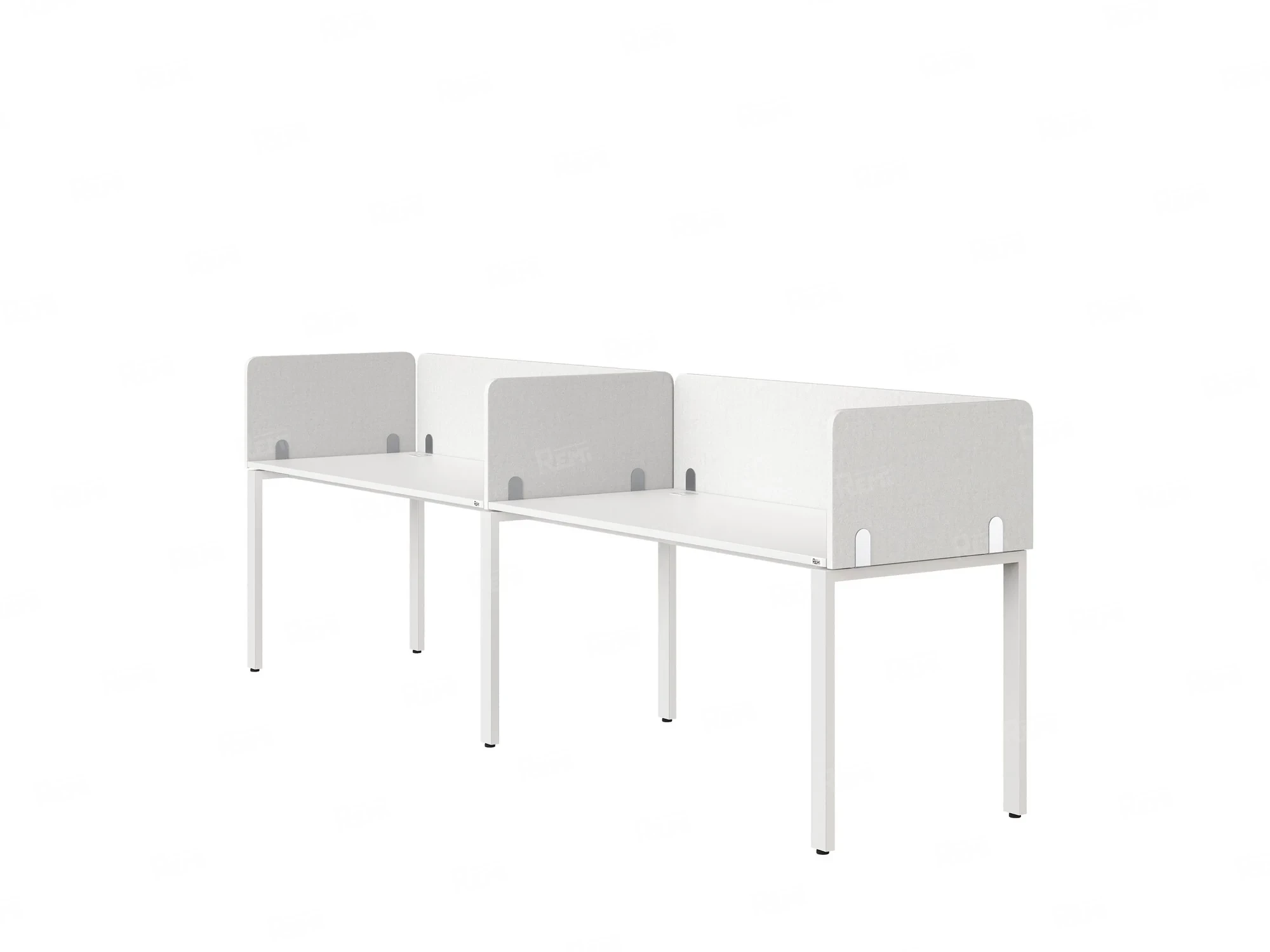 Бенч-система в 1 ряд, 2 рабочих места 5 тканевых экранов 2400x800x750 RM167-1-24x8 Белый/Белый