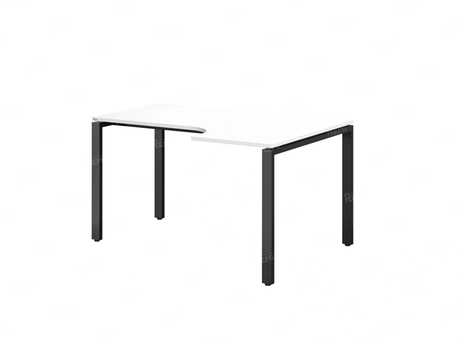 Стол угловой, П-опора, правый 1400x600/900x750, RM052-14x6-9 Белый/Черный