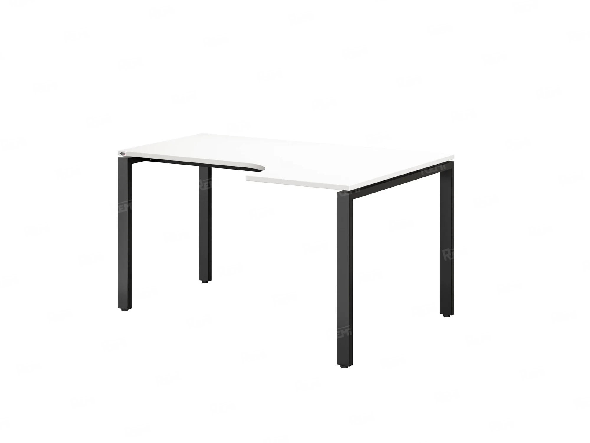 Стол угловой, П-опора, правый 1400x600/900x750, RM052-14x6-9 Белый/Черный