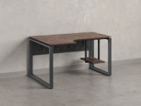 Стол угловой, экран металл, О-опора, левый 1400x700/900x750, RM056-14x7-9 Дуб Апрельский шоколад/Серый