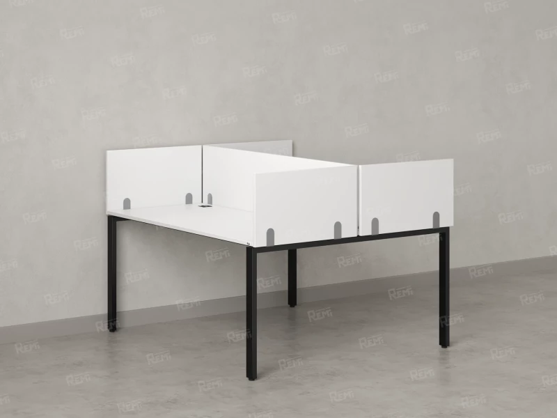 Бенч-система, 2 рабочих места, 5 ЛДСП экранов 1400x1200x750 RM165-4-14x12 Белый/Черный