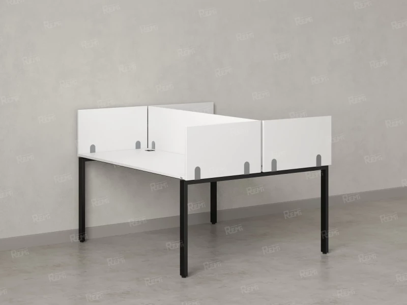 Бенч-система, 2 рабочих места, 5 ЛДСП экранов 1400x1200x750 RM165-4-14x12 Белый/Черный