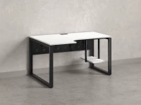 Стол угловой, экран металл, О-опора, левый 1800x600/900x750, RM056-18x6-9 Белый/Черный