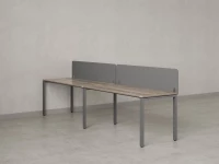 Бенч-система в 1 ряд, 2 рабочих места 2 тканевых экранов 2000x700x750 RM167-3-20x7 Дуб Маувелла/Серый