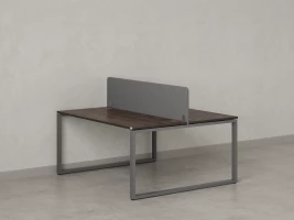 Бенч-система, 2 рабочих места, с одним тканевым экраном 1200x1400x750 RM169-1-12x14 Дуб Апрельский шоколад/Серый
