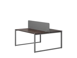 Бенч-система, 2 рабочих места, с одним тканевым экраном 1200x1400x750 RM169-1-12x14 Дуб Апрельский шоколад/Серый