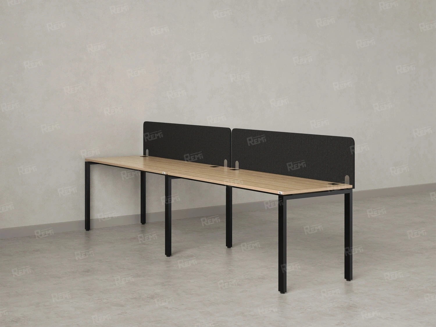 Бенч-система в 1 ряд, 2 рабочих места 2 тканевых экранов 2700x800x750 RM167-3-27x8 Вяз Швейцарский светлый/Черный