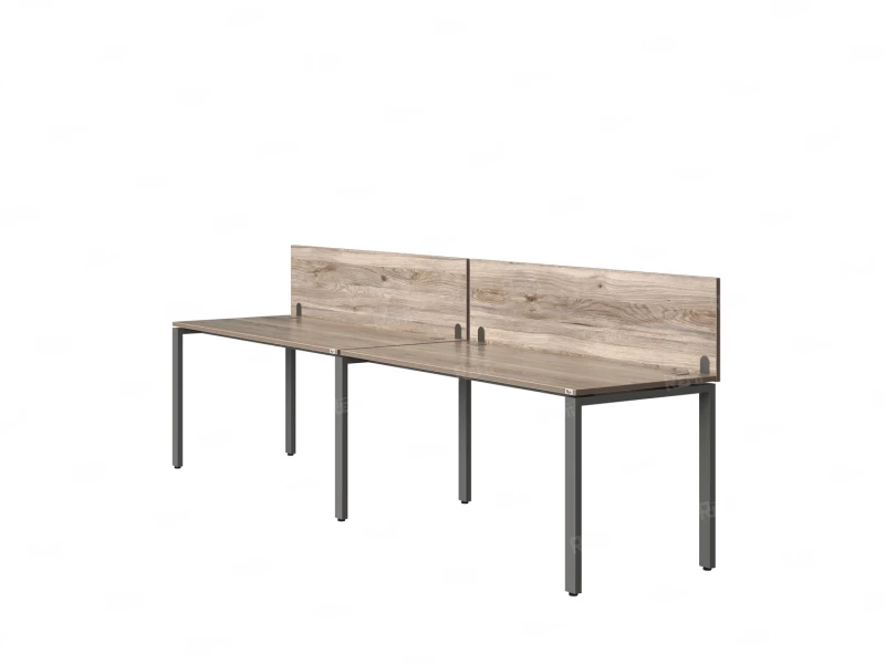 Бенч-система в 1 ряд, 2 рабочих места 2 ЛДСП экранов 2700x600x750 RM167-4-27x6 Дуб Маувелла/Серый