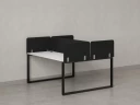 Бенч-система, 2 рабочих места, 5 тканевых экранов 1000x1400x750 RM169-3-10x14 Белый/Черный