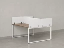 Бенч-система, 2 рабочих места, 5 тканевых экранов 1400x1400x750 RM169-3-14x14 Дуб Юстус/Белый
