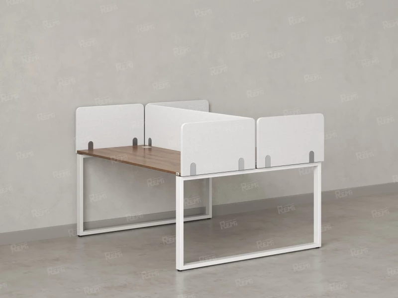 Бенч-система, 2 рабочих места, 5 тканевых экранов 1400x1400x750 RM169-3-14x14 Дуб Юстус/Белый