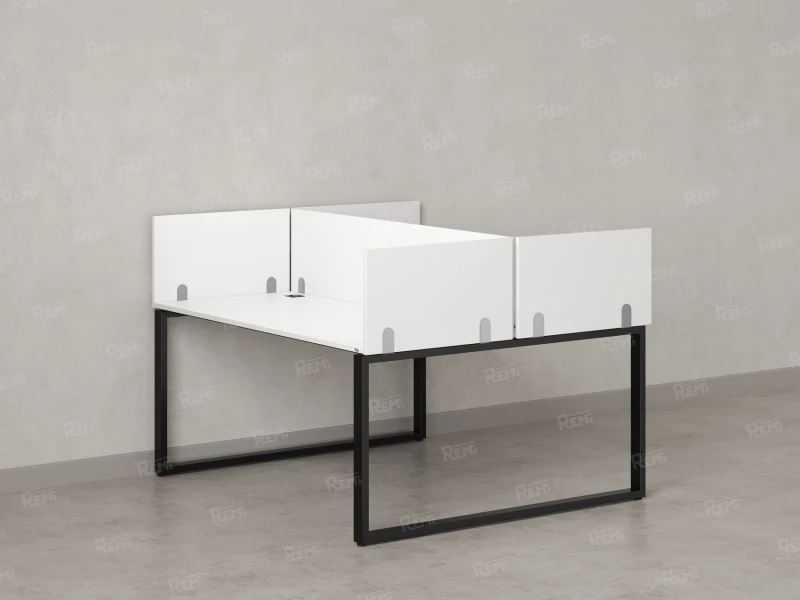 Бенч-система, 2 рабочих места, 5 ЛДСП экранов 1400x1200x750 RM169-4-14x12 Белый/Черный