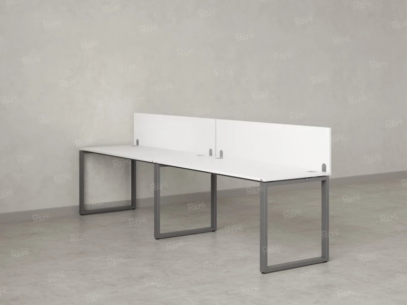 Бенч-система в 1 ряд, 2 рабочих места 2 ЛДСП экранов 2000x600x750 RM168-4-20x6 Белый/Серый