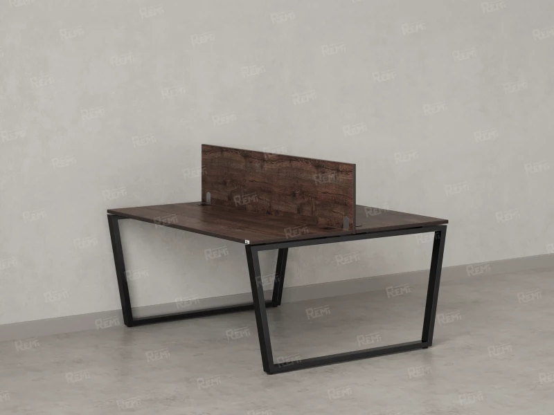 Бенч-система, 2 рабочих места, с одним экраном ЛДСП 1600x1200x750 RM172-2-16x12 Дуб Апрельский шоколад/Черный