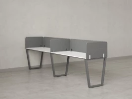 Бенч-система в 1 ряд, 2 рабочих места 5 тканевых экранов 2400x800x750 RM174-1-24x8 Белый/Серый