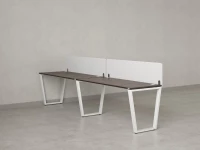 Бенч-система в 1 ряд, 2 рабочих места 2 тканевых экранов 2700x800x750 RM174-3-27x8 Дуб Апрельский шоколад/Белый