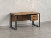 Стол прямой, подвесная тумба, ЛДСП экран, О-опора 1600x600x750 RM033-16x6 Дуб Юстус/Серый